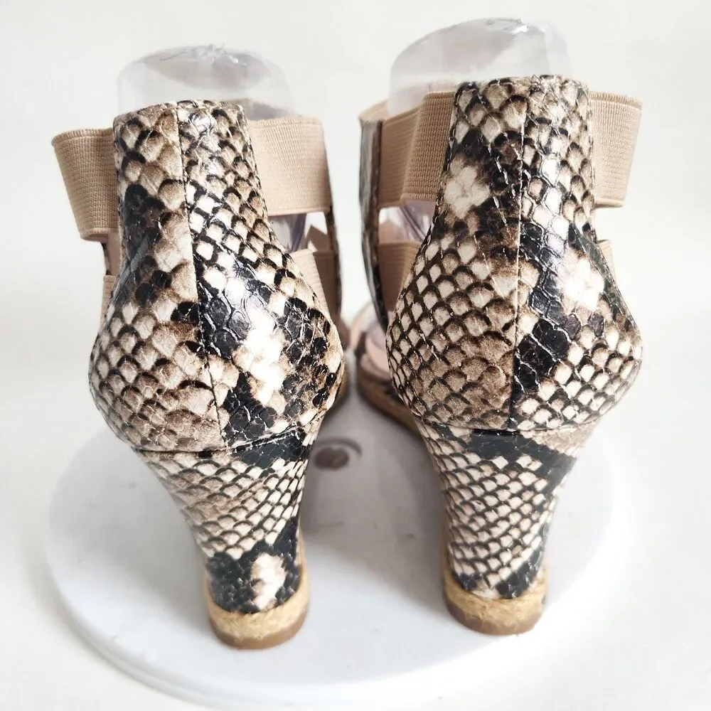 Sacha‎ London Strappy Espadrille Platform Wedge Sandals Leather Snakeskin Size 8 - Picture 3 of 10